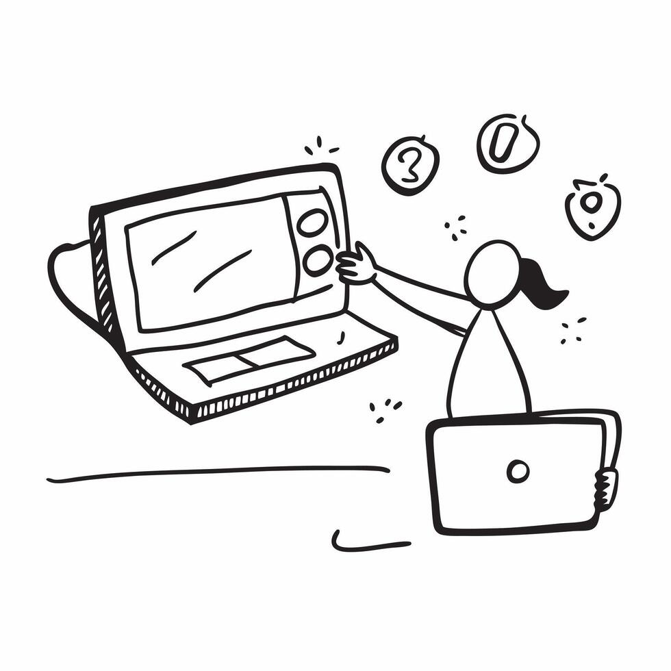 Person with Laptops and Dedicated Tech Support concept as A person providing tech support with a laptop set against a blank background offering space for text or graphics symbolizi pure Set 2 vector