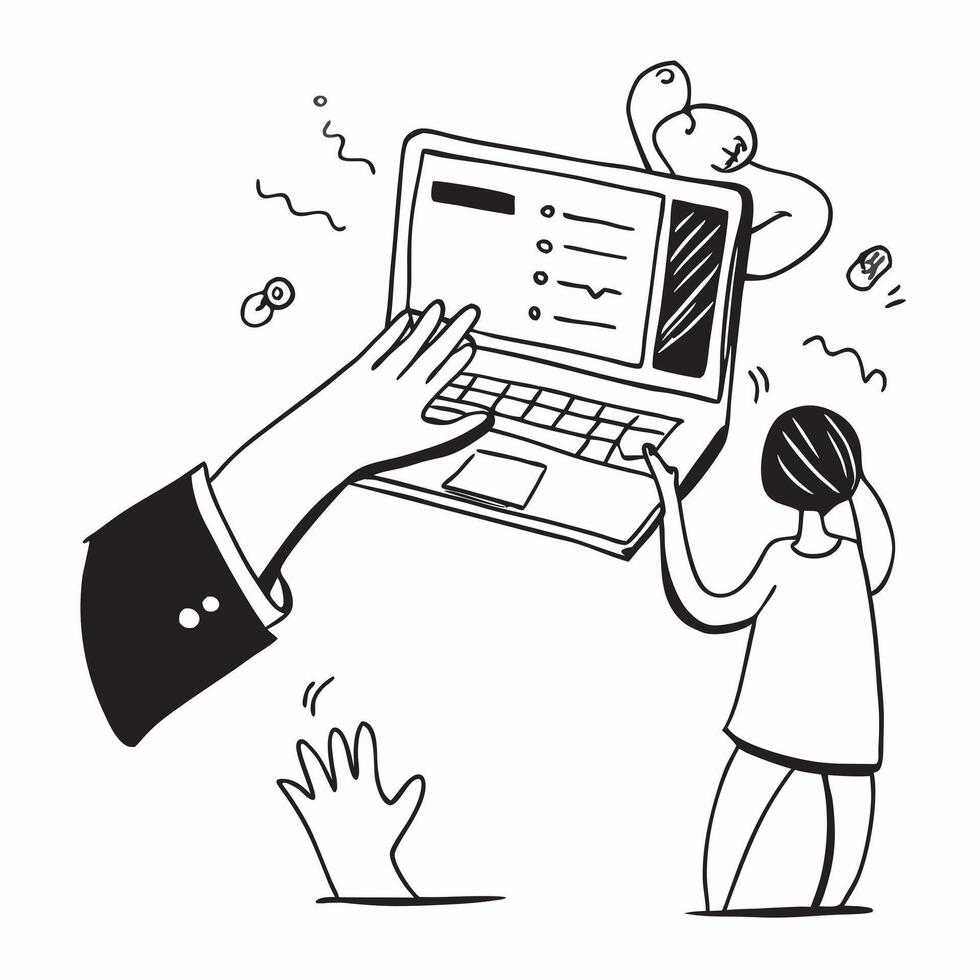 Person with Laptops and Dedicated Tech Support concept as A person providing tech support with a laptop set against a blank background offering space for text or graphics symbolizi pure vector