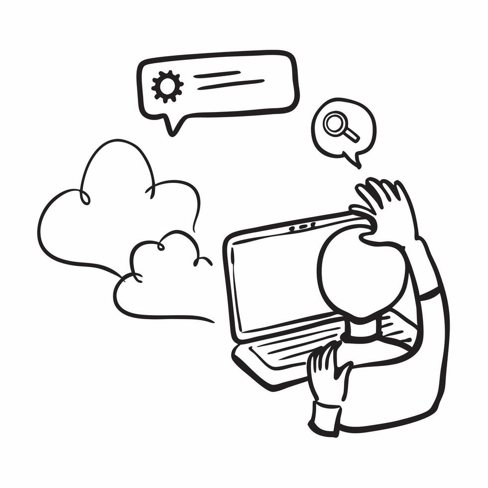 Person with Laptops and Effective Technical Support concept as A person providing technical support with a laptop set against a blank background offering space for text or graphics pure Set 2 vector