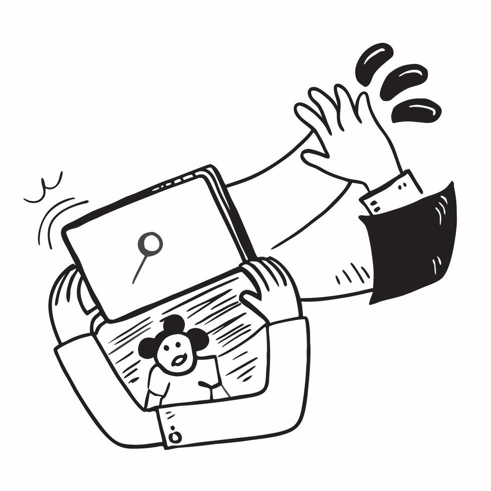Person with Laptops and Efficient Tech Assistance concept as A person providing tech assistance with a laptop set against a blank background offering space for text or graphics sym pure vector