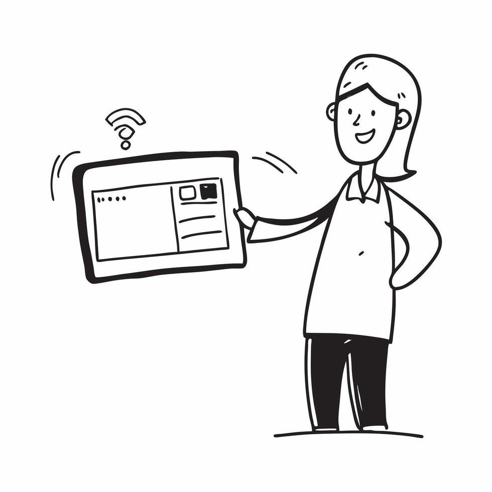 Person with Laptops and Friendly Tech Support concept as A person providing tech support with a friendly attitude holding a laptop set against a blank background offering space for pure Set 3 vector