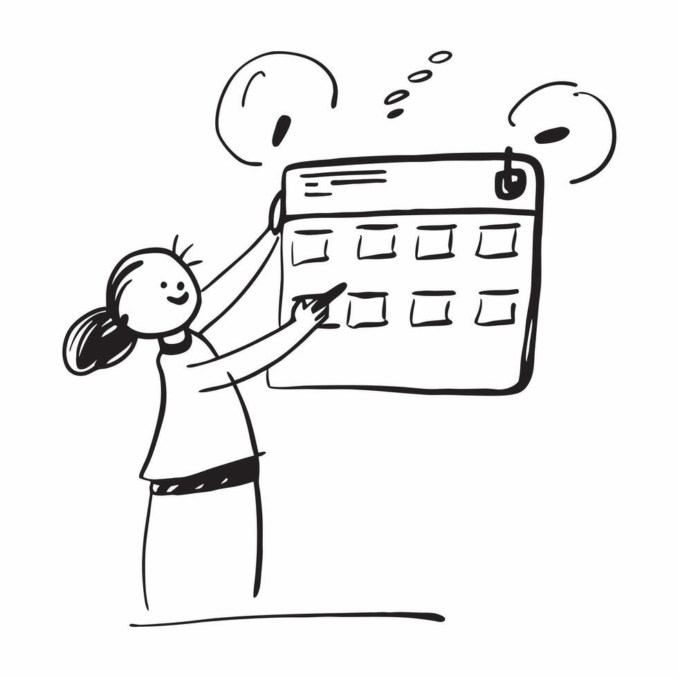 Person with Magic Calendar and Floating Dates concept as A person holding a magic calendar with floating dates set against a blank background offering space for text or graphics sy pure vector