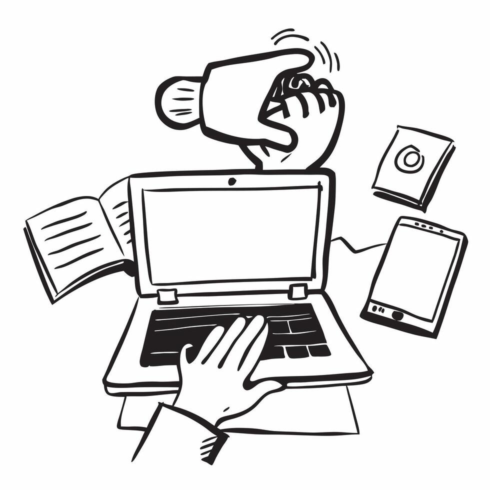 Person with Laptops and Professional Tech Support concept as A person providing tech support with a laptop set against a blank background offering space for text or graphics symbol pure Set 4 vector