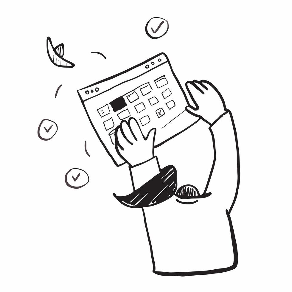 Person with Magic Calendar and Floating Dates concept as A person holding a magic calendar with floating dates set against a blank background offering space for text or graphics sy pure Set 2 vector