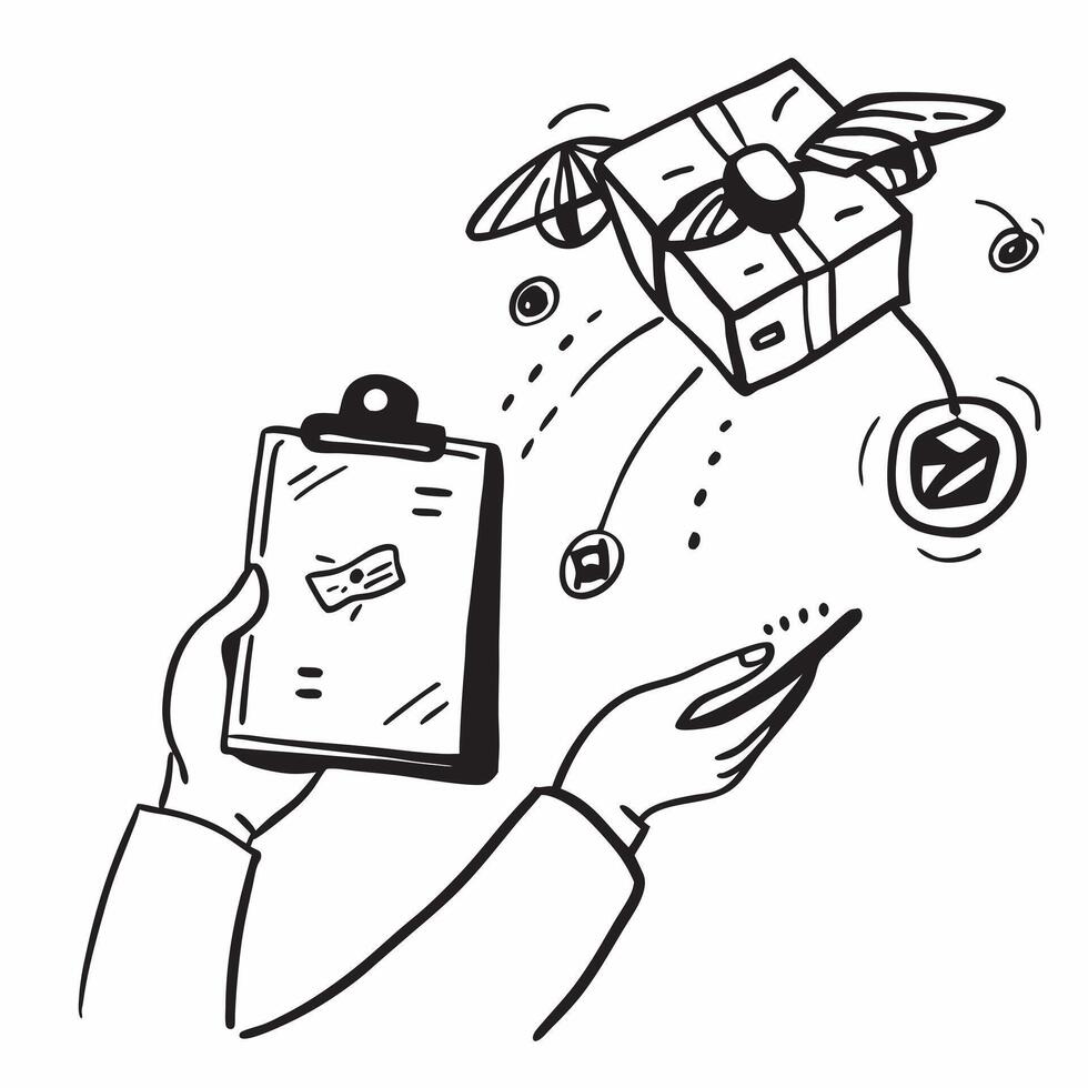 Person with Magic Clipboard and Floating Checklists concept as A person holding a magic clipboard with floating checklists set against a blank background offering space for text or pure Set 4 vector