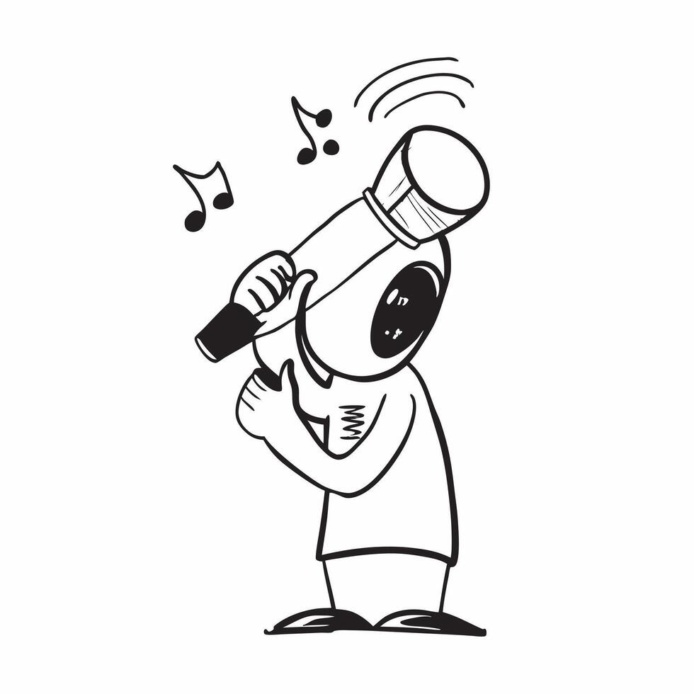 Person with Microphone and Music Sheet for Music Service concept as A person holding a microphone and music sheet set against a clean background offering space for text or graphics pure Set 5 vector