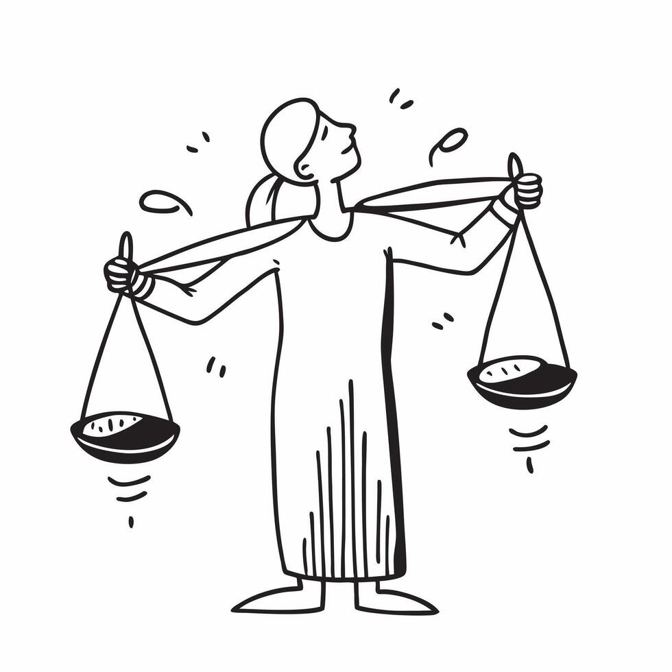 Person with Money Scales concept as A person holding scales balanced with money set against a blank background providing space for text or graphics symbolizing financial balance an pure vector