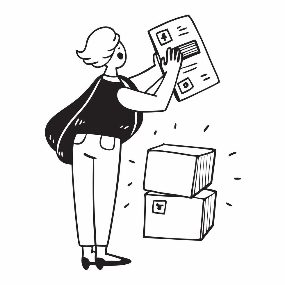 Person with Packages and Efficient Delivery Service concept as A person handling packages symbolizing efficient delivery service set against a clean background with space for text pure vector