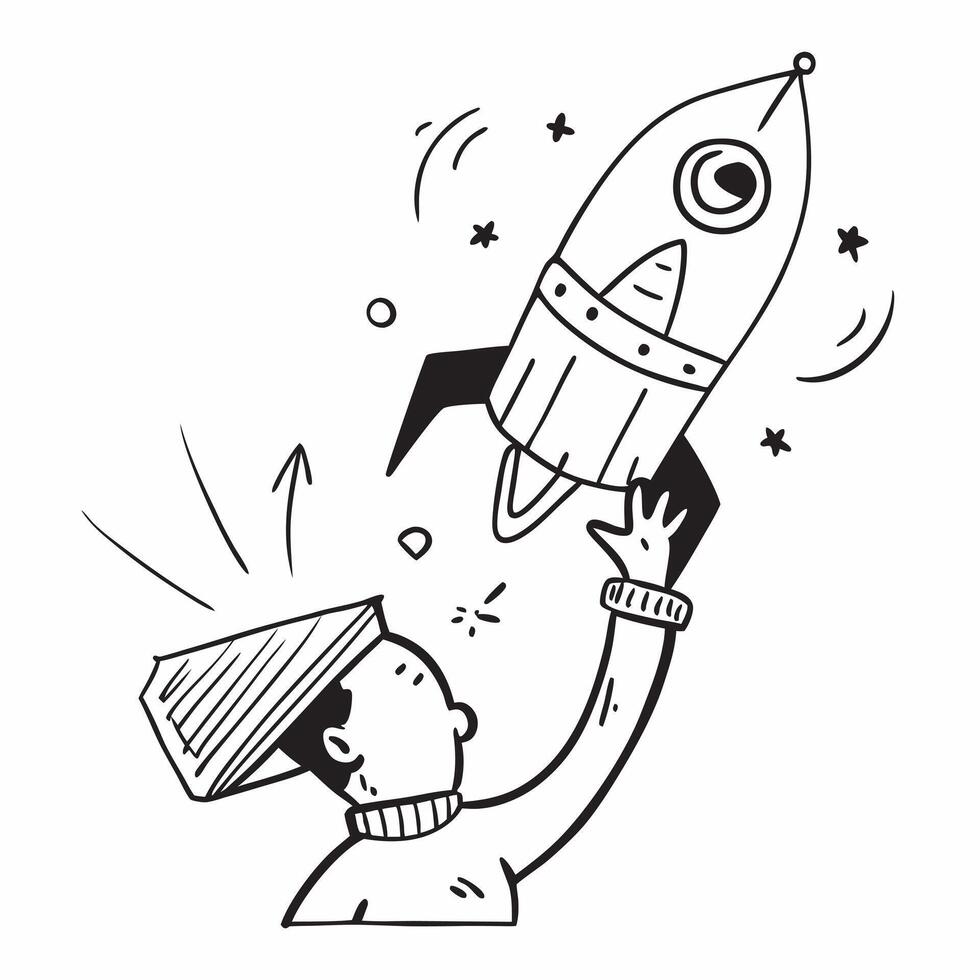 Person with Money Rocket concept as A person holding a rocket made of money set against a clean background with ample space for text or design elements symbolizing financial succes pure vector