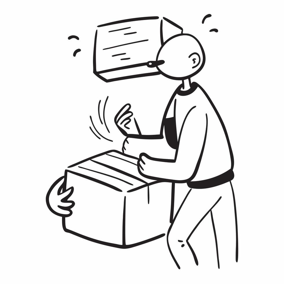 Person with Packages and Efficient Delivery Service concept as A person handling packages symbolizing efficient delivery service set against a clean background with space for text pure Set 4 vector
