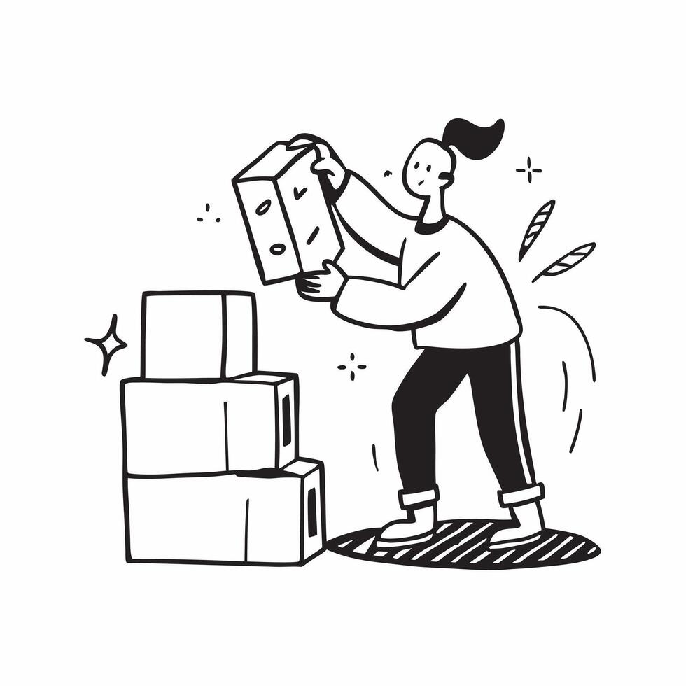 Person with Packages and Reliable Shipping Service concept as A person handling packages symbolizing reliable shipping service set against a clean background with space for text or pure vector