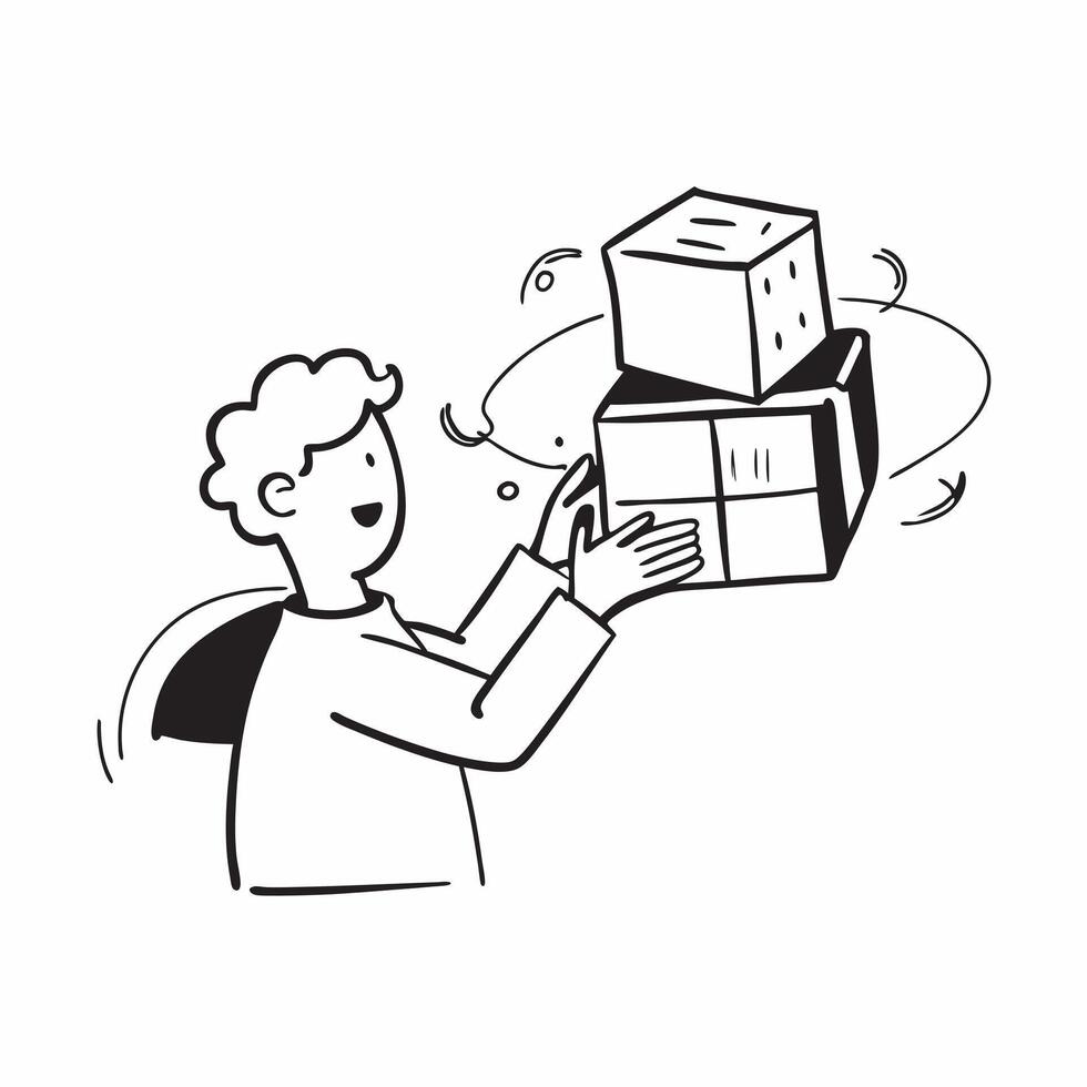 Person with Packages and Reliable Logistics Service concept as A person managing packages symbolizing reliable logistics service set against a clean background offering space for t pure Set 3 vector