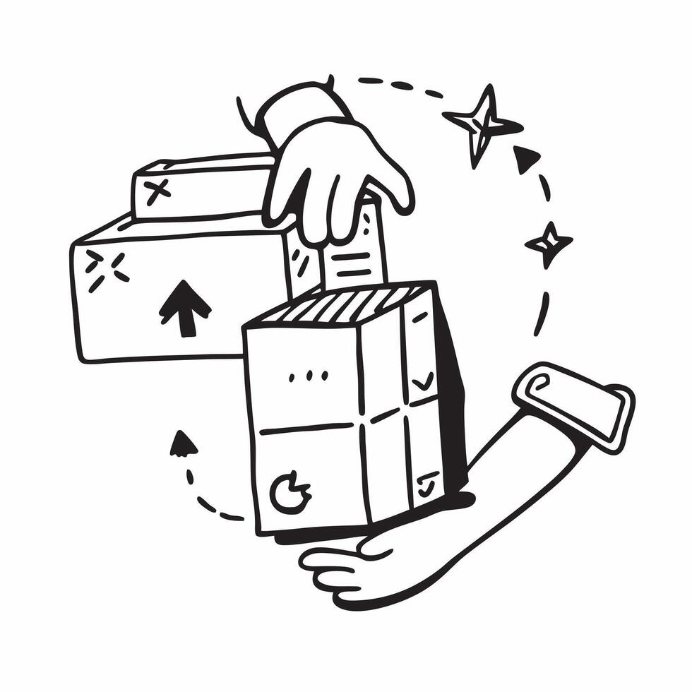 Person with Packages and Reliable Shipping Service concept as A person handling packages symbolizing reliable shipping service set against a clean background with space for text or pure Set 4 vector