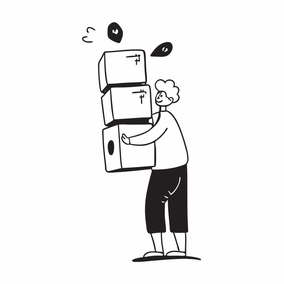 Person with Packages and Reliable Shipping Service concept as A person handling packages symbolizing reliable shipping service set against a clean background with space for text or pure Set 3 vector