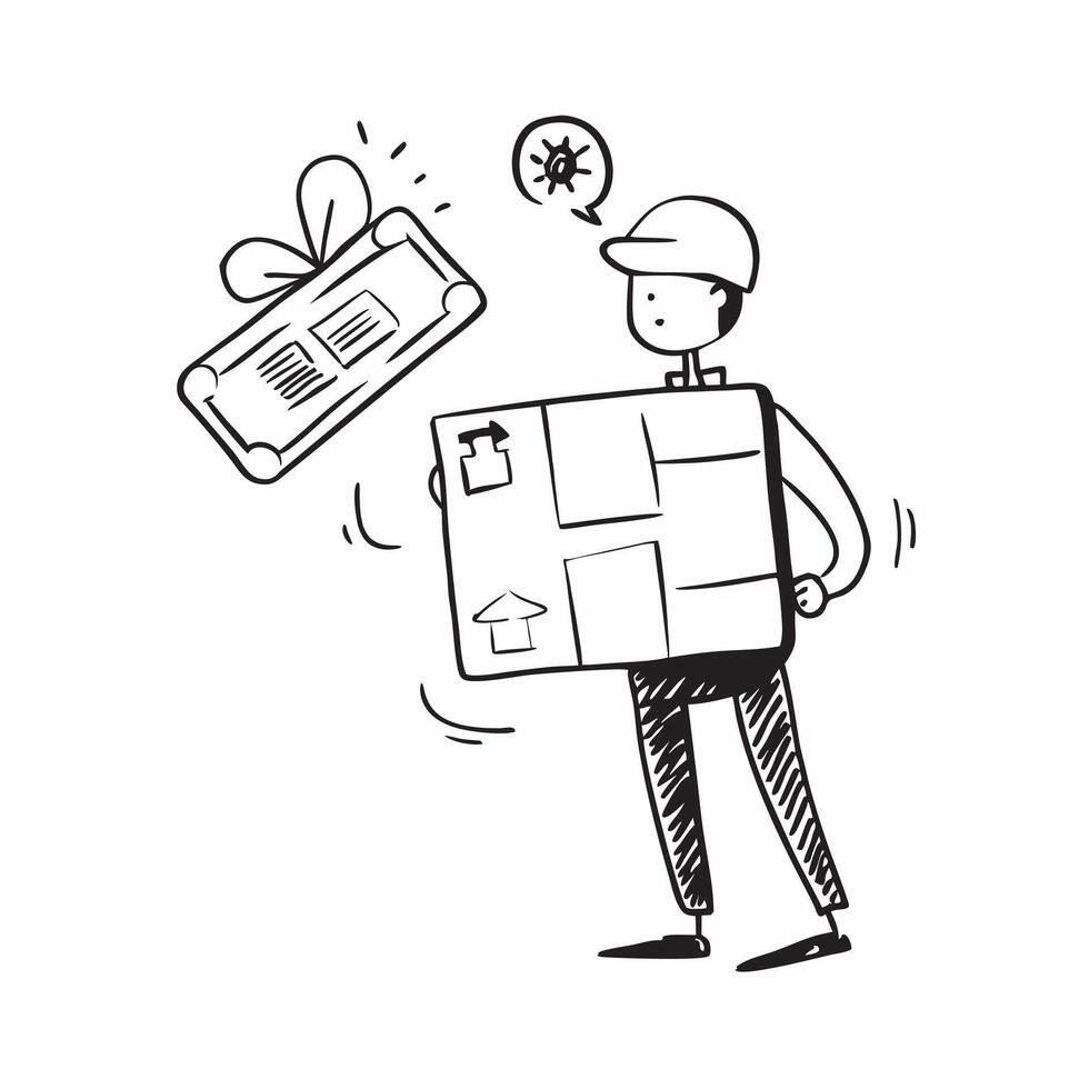 Person with Parcel and Delivery Truck for Logistics Service concept as A person holding a parcel with a delivery truck in the background set against a clean background offering spa pure Set 6 vector