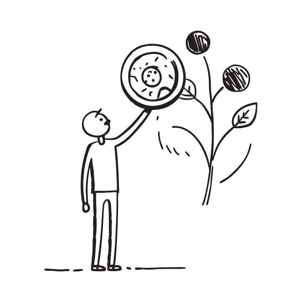 Person with Recycled Coin and Tree concept as A person holding a recycled coin and a tree set against a blank background with ample space for text or design elements symbolizing fi pure vector