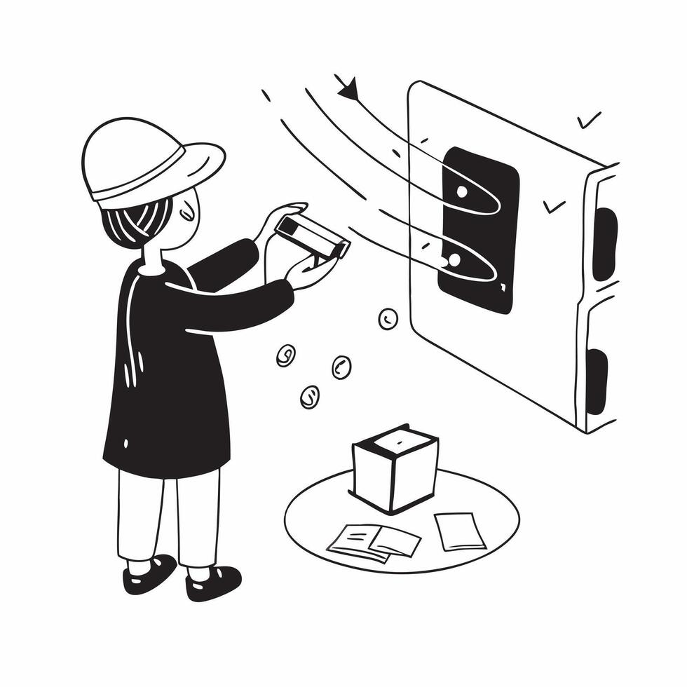 Person with VR Headset in Abstract Glossy Room concept as A person wearing a VR headset in a glossy futuristic abstract room representing immersive technology in remote work Camer pure vector