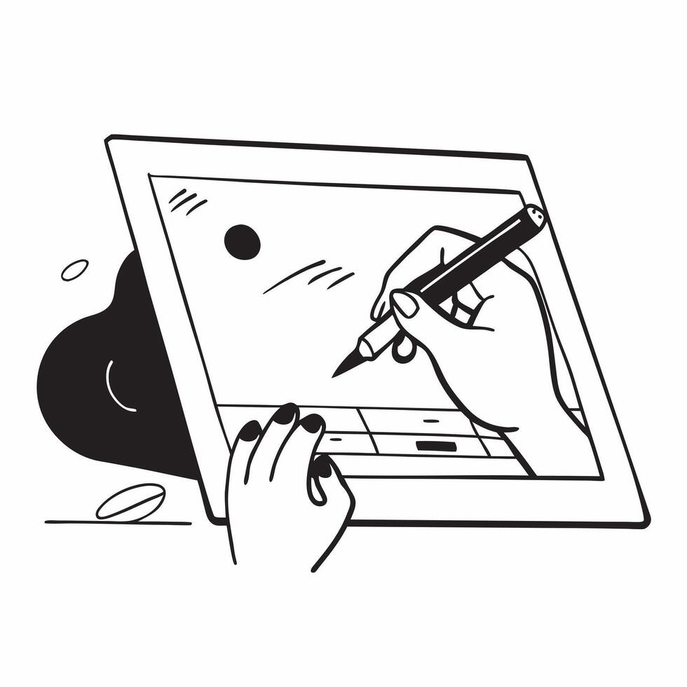 Person Writing on Glossy Surface with Stylus concept as A person writing on a glossy surface with a stylus emphasizing creativity and precision in remote work Camera angle capture pure Set 2 vector