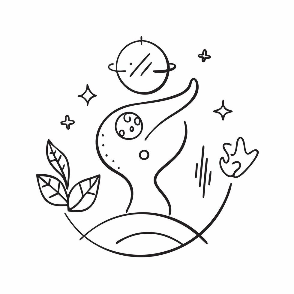 Plus Size Model Outline and Circle with Balance Text concept as An abstract design featuring an outline of a plus size model and a circle symbol with the word Balance The e pure vector