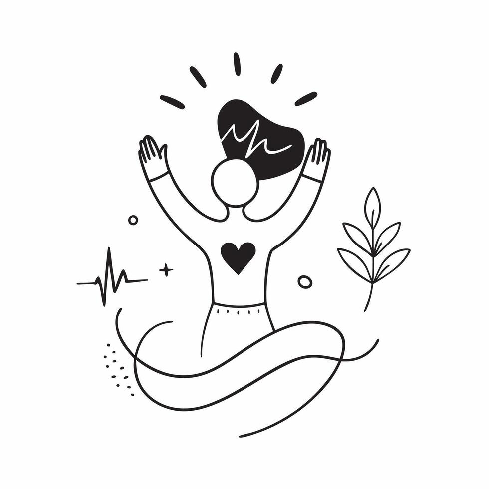 Plus Size Model Outline and Heartbeat with Vitality Text concept as An abstract featuring an outline of a plus size model paired with a heartbeat symbol and the word Vitalit pure vector