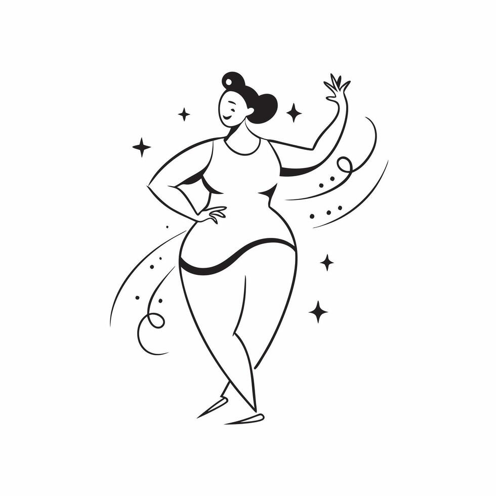 Plus Size Model Silhouette with Confidence Text concept as A sleek abstract featuring the silhouette of a plus size model with the word Confidence in a modern font The elem pure vector