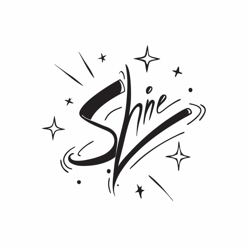 Plus Size Model Starburst with Shine Text concept as An abstract featuring a starburst symbol representing plus size models with the word Shine in a vibrant bold font The e pure vector