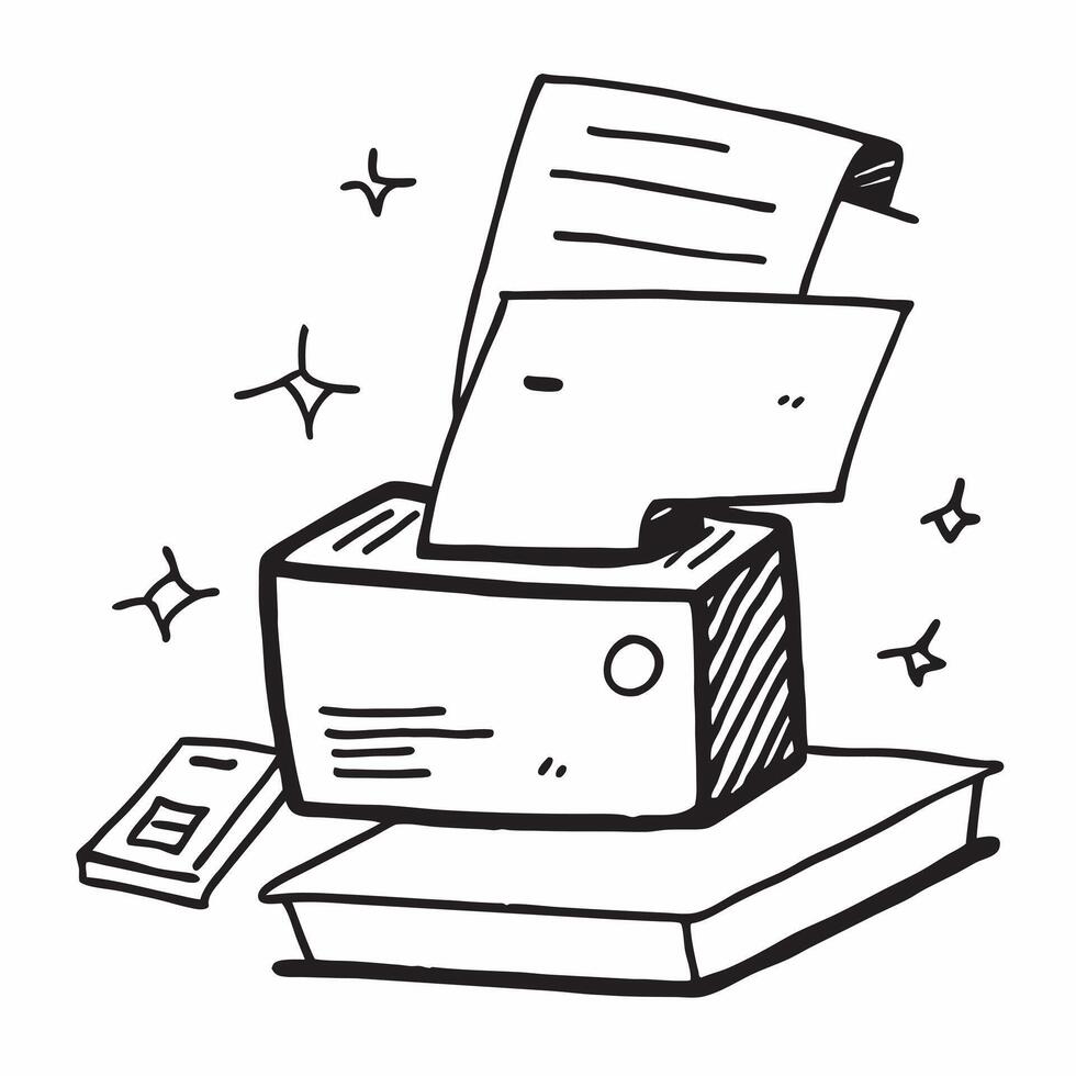 Printer and Paper Isolated concept as A image showing a printer and a stack of paper isolated on a white background Ideal for representing essential office equipment in a h pure Set 6 vector