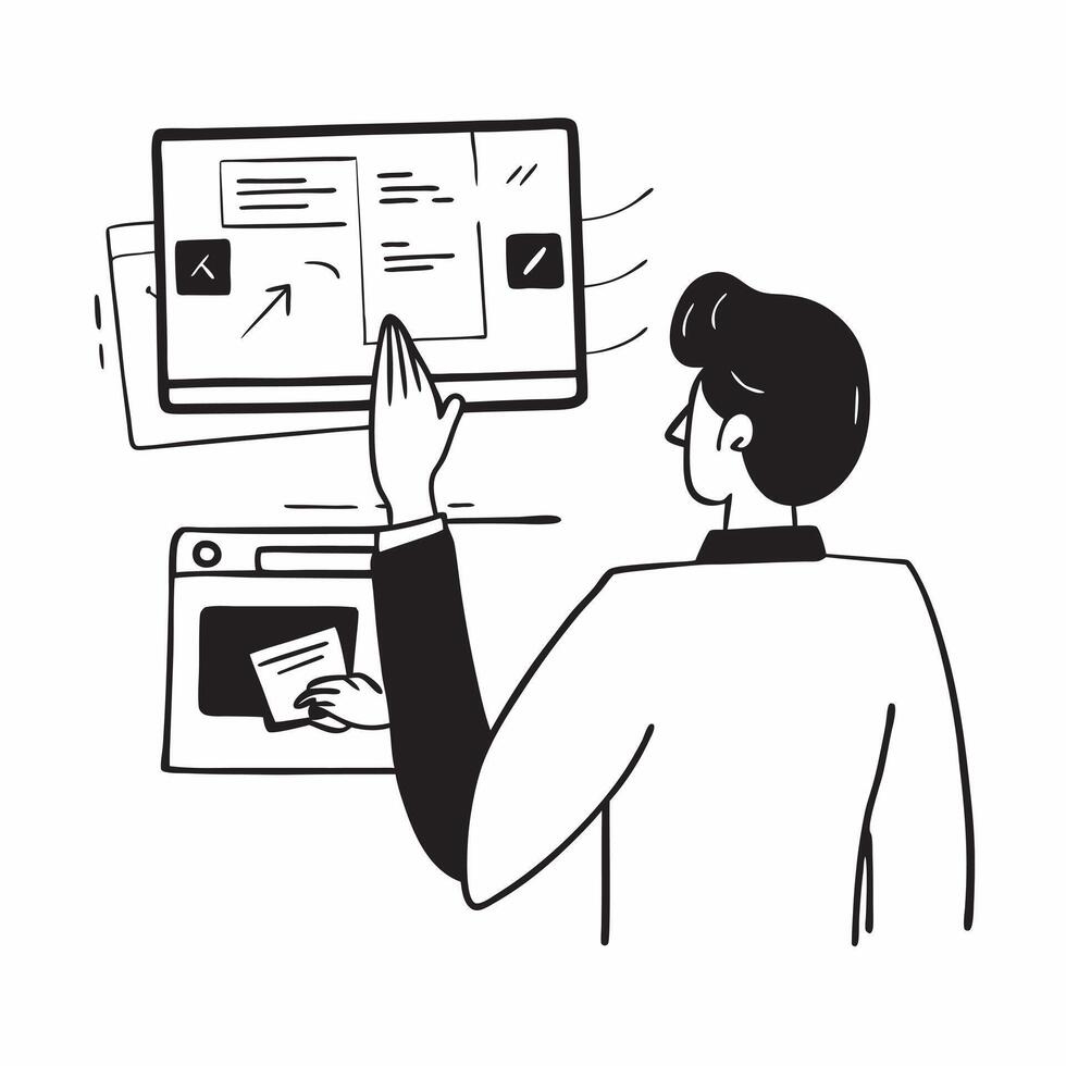 Product manager reviewing designs in a glossy virtual meeting concept as Camera movement Zoom into the product manager screen showing product designs with a glossy polished backgro pure vector