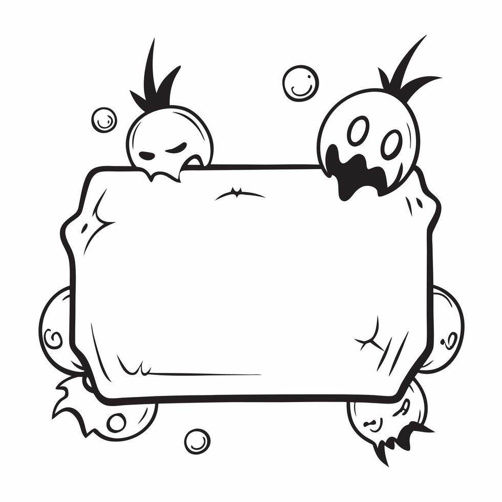 Pumpkin and Spider Border with Creepy Text concept as A creepy border frame featuring pumpkins and spiders at the corners with the word Creepy in a jagged spooky font The design i pure vector