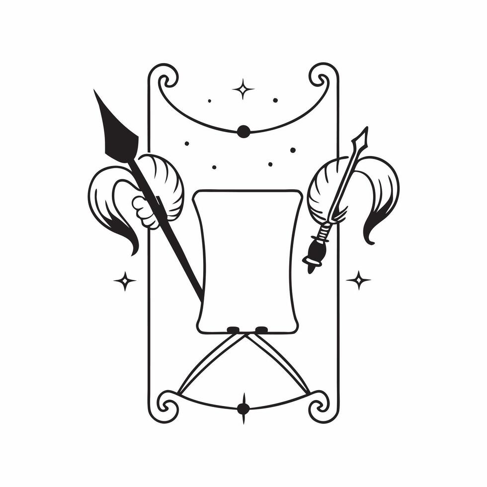 Rams Bow and Quiver with Diya Border concept as Vertical frame with Rams bow and quiver on one side and a lit diya on the other creating a balanced and traditional Dussehra themed pure vector