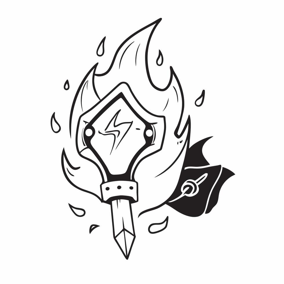 Ravanas Weapon and Fire concept as illustration of Ravanas weapon surrounded by fire isolated on a white background symbolizing destruction and power during Dussehra with vi pure vector