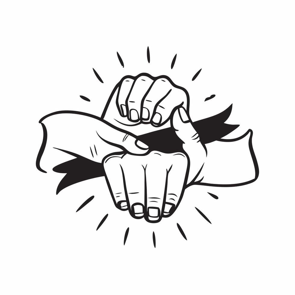 Same Parent Hands with Family Love Text concept as An isolated showing two hands representing same parents holding each other with the word Family Love in a bold modern font pure vector