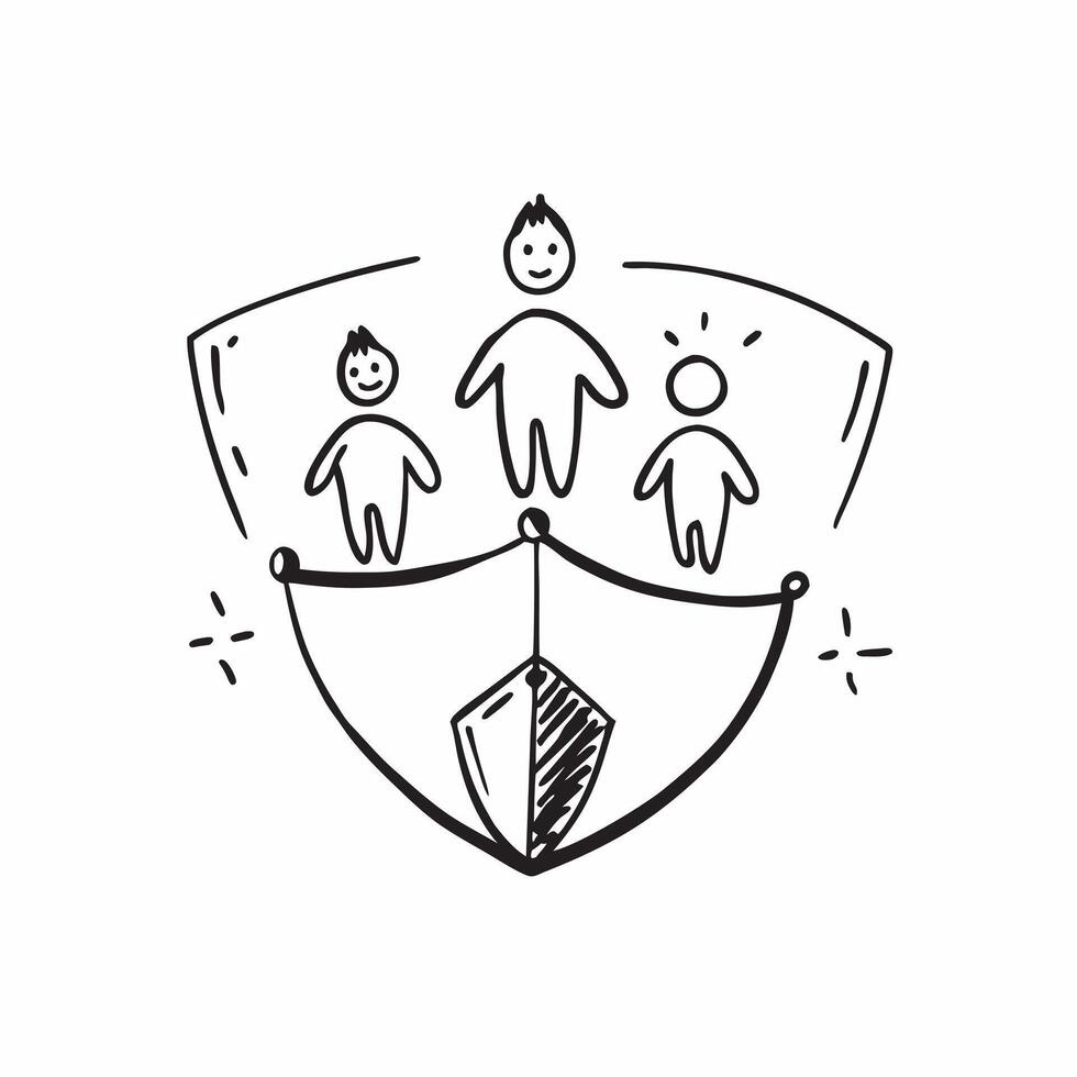 Same Parent Umbrella with Safety Text concept as An isolated of an umbrella with two icons representing same parents and the word Safety in a bold reliable font This design pure vector