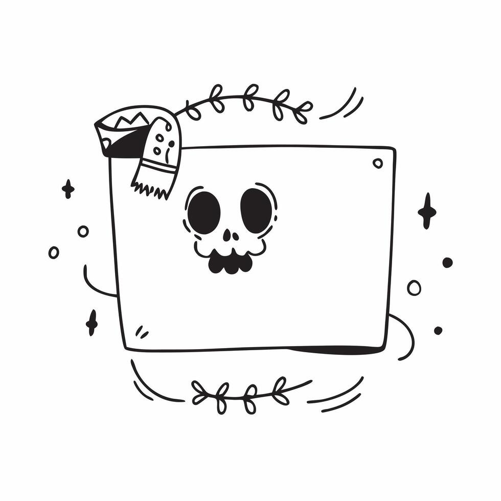 Skull and Marigold Garland Border with Copy Space concept as A border frame featuring a skull on the left and a marigold garland on the right leaving ample copy space in the middle pure vector