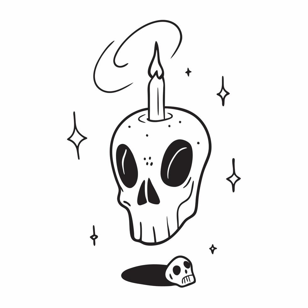 Skull and Candle with Eerie Text concept as An isolated featuring a skull and a candle with the word Eerie in a gothic font The elements are set against a white background pure vector