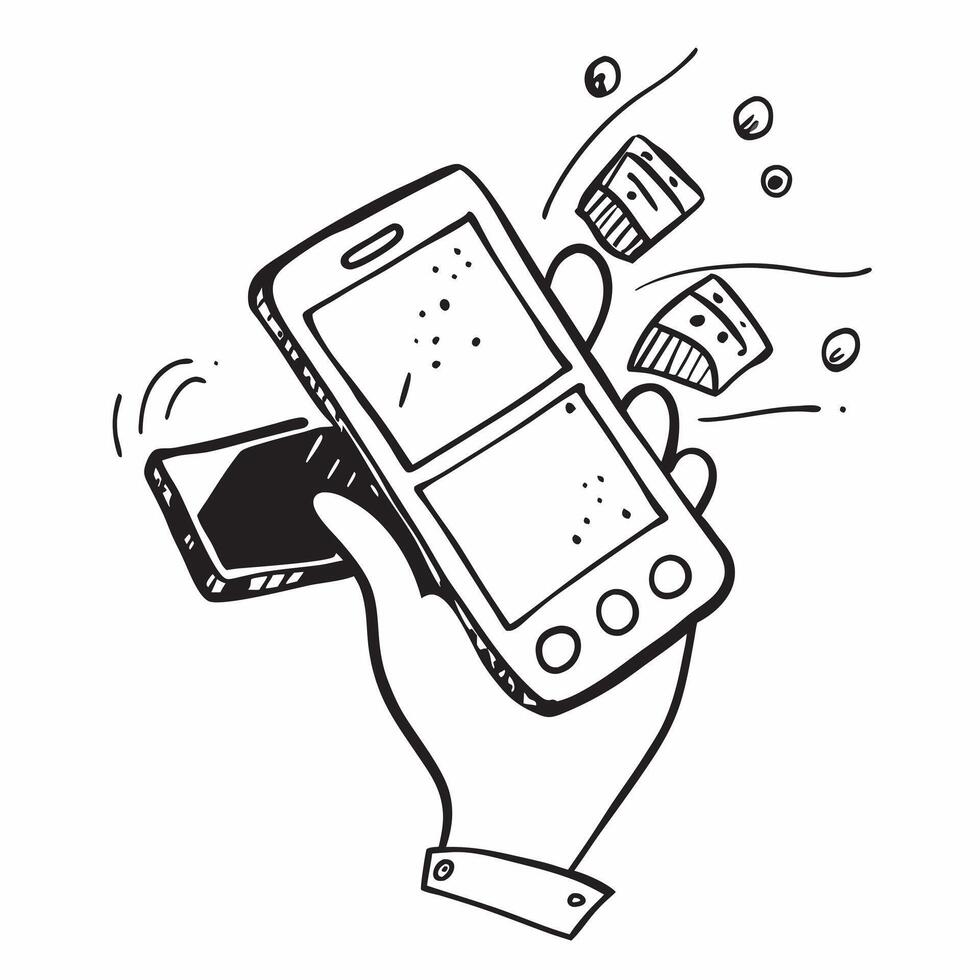Smartphone with Holographic Apps and Icons concept as A photo featuring a smartphone with glowing holographic apps and icons isolated on a white background with ample copy space on pure Set 4 vector