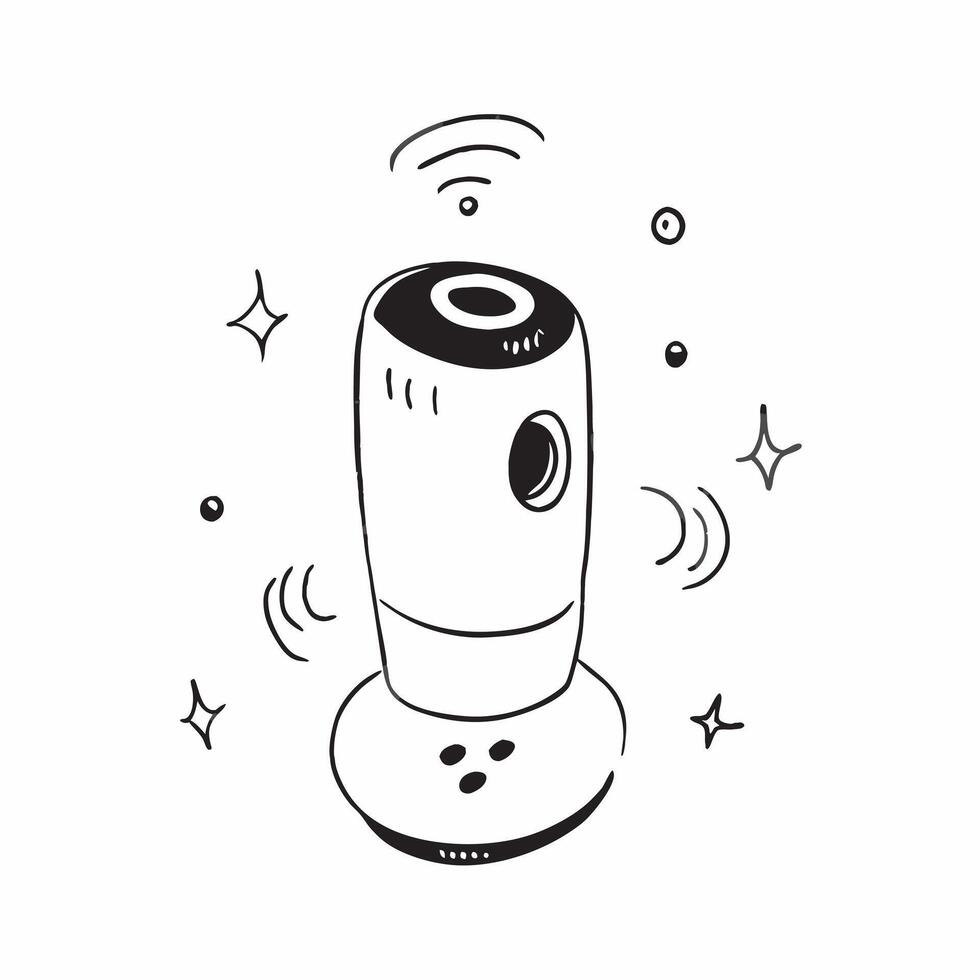 Smart Speaker with Holographic Voice Commands concept as A photo showcasing a smart speaker with glowing holographic voice command indicators isolated on a white background with am pure Set 2 vector