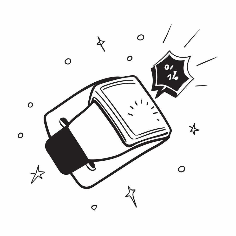 Smartwatch with Holographic Sale Banner concept as Horizontal shot of a smartwatch lying flat on a white surface with a glowing holographic sale banner hovering above it offering a pure vector
