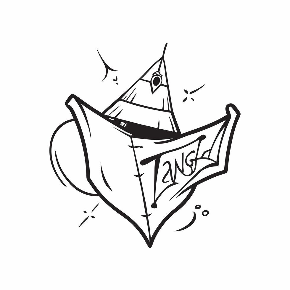 Spider Web and Bat with Tangled Text concept as An isolated featuring a spider web with a bat caught in it and the word Tangled in a spooky font The elements are set agains pure vector