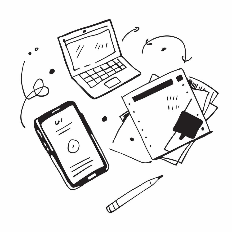 Tablet and Notebook with Remote Work Text concept as A tablet and notebook with Remote Work text on a white background illustrating the blend of digital and analog tools in remote pure vector