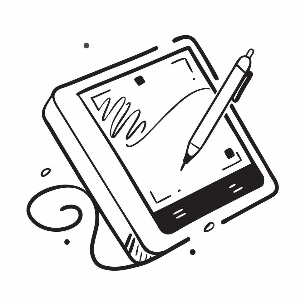 Tablet and Stylus with Creative Design text isolated on white background concept as Camera movement Zoom into the tablet and stylus focusing on the creative aspect of design Scene pure vector