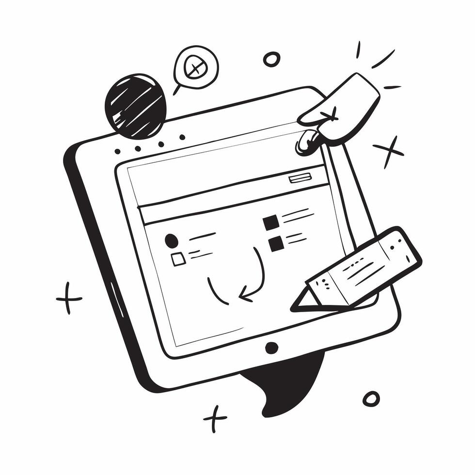 Tablet with holographic project planner and flexible workspace text concept as Camera movement Pan across the tablet screen displaying a holographic project planner Scene Clean an pure vector