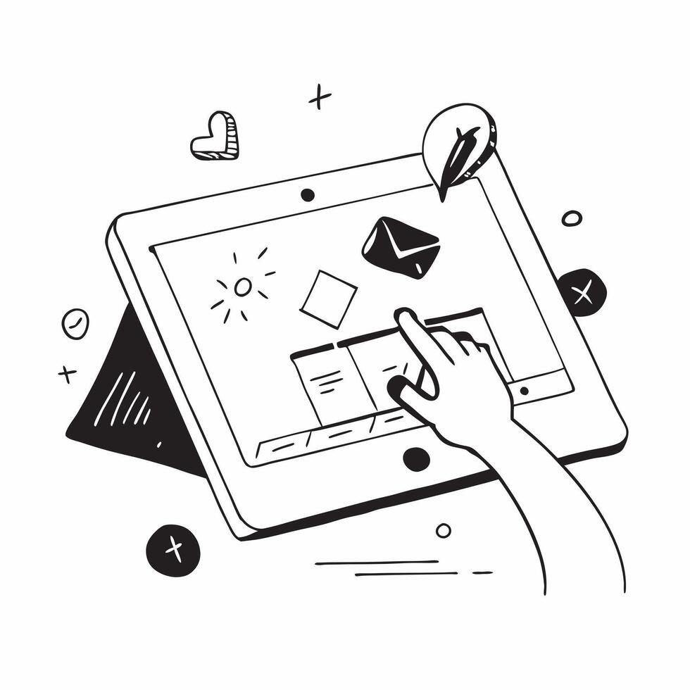 Tablet with holographic team collaboration tools and copy space isolated on white balance concept as Camera movement Focus on the tablet screen displaying glowing holographic team pure vector