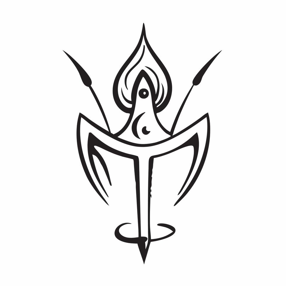 Trident and Lotus Abstract concept as Abstract of a trident crossed with a lotus flower both isolated on a white background symbolizing divine strength and purity in Hinduis pure vector