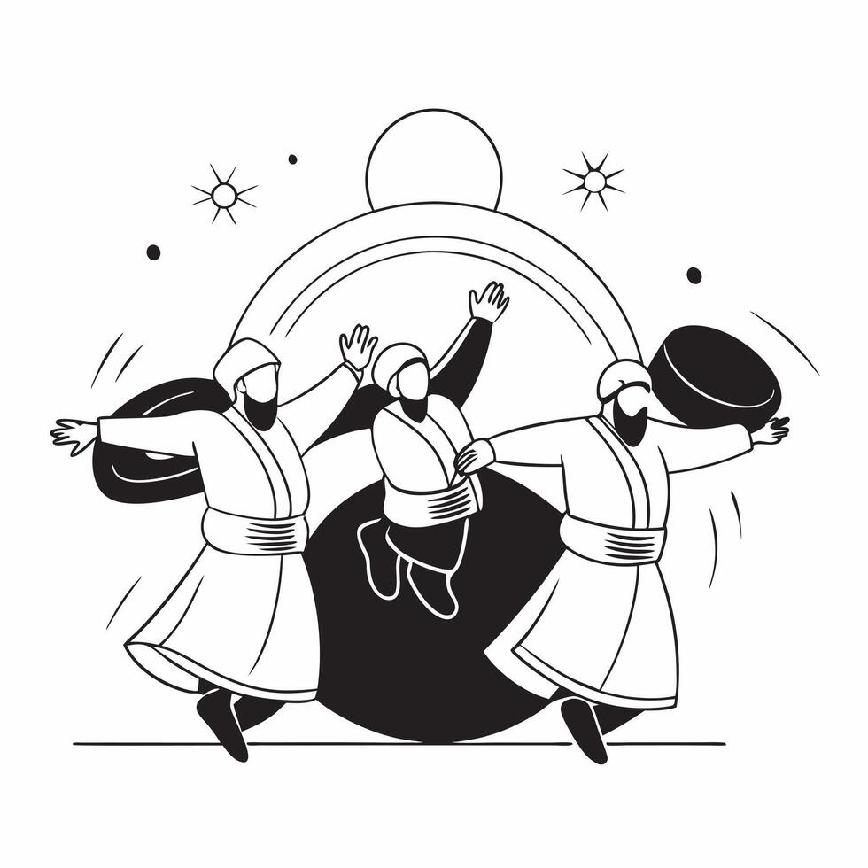 Turkish dancers in traditional attire with glossy backdrop for 29 Ekim concept as Camera movement Pan across the dancers in traditional attire with a glossy backdrop Scene Cultura pure Set 2 vector