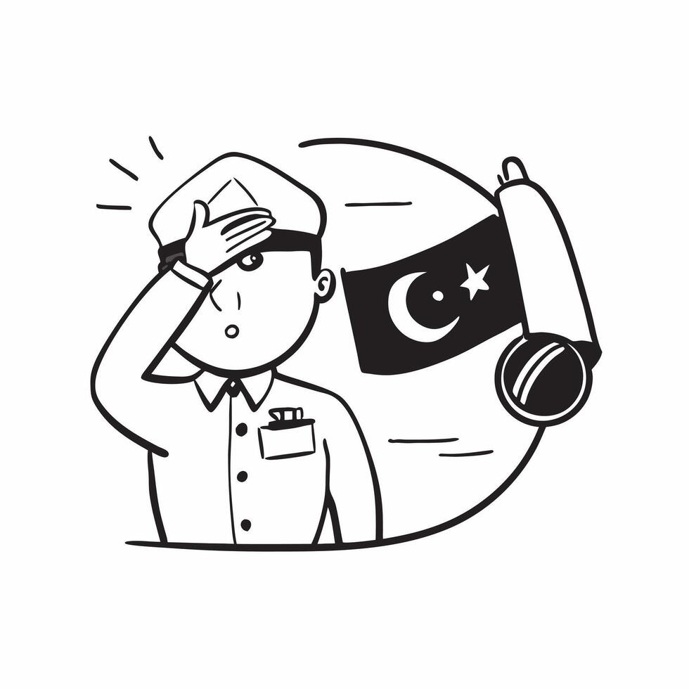 Turkish soldier saluting with glossy flag background for 29 Ekim concept as Camera movement Zoom into the soldiers salute with a glossy Turkish flag waving in the background Scene pure vector