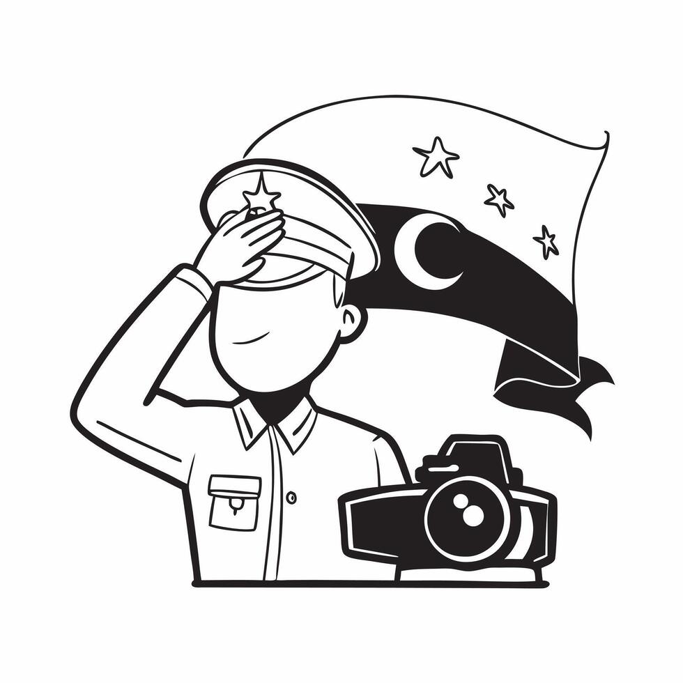 Turkish soldier saluting with glossy flag background for 29 Ekim concept as Camera movement Zoom into the soldiers salute with a glossy Turkish flag waving in the background Scene pure Set 2 vector