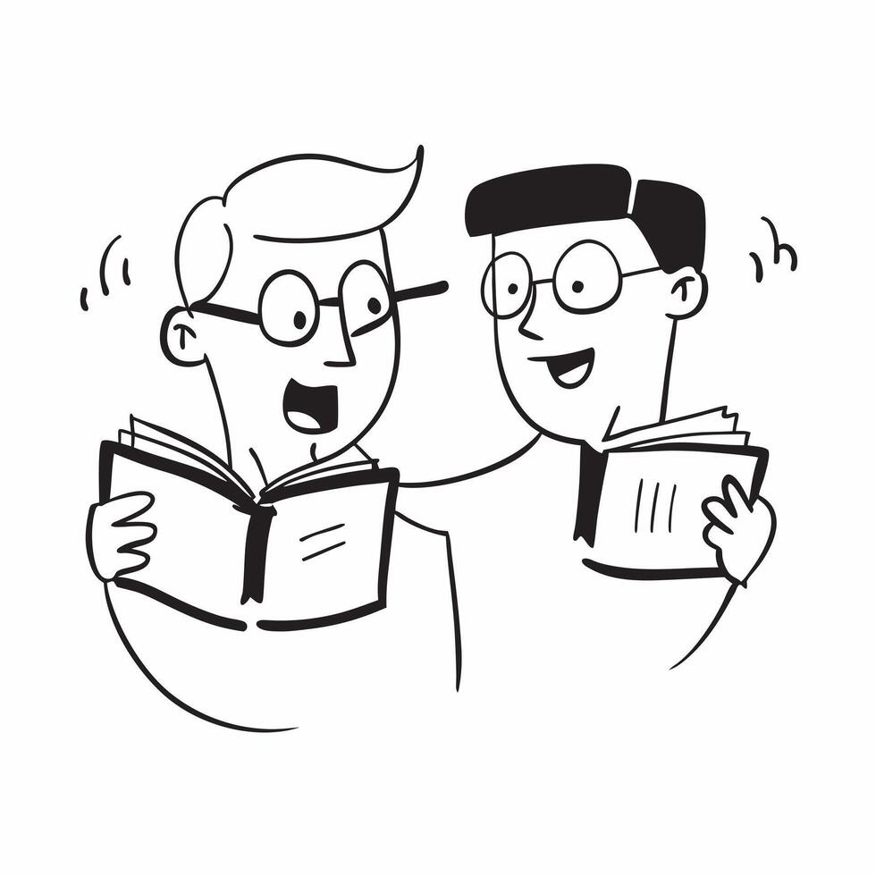 Two Librarians with Books and Reading Glasses concept as Two librarians holding books and wearing reading glasses set against a clean background offering ample space for text or gr pure Set 2 vector
