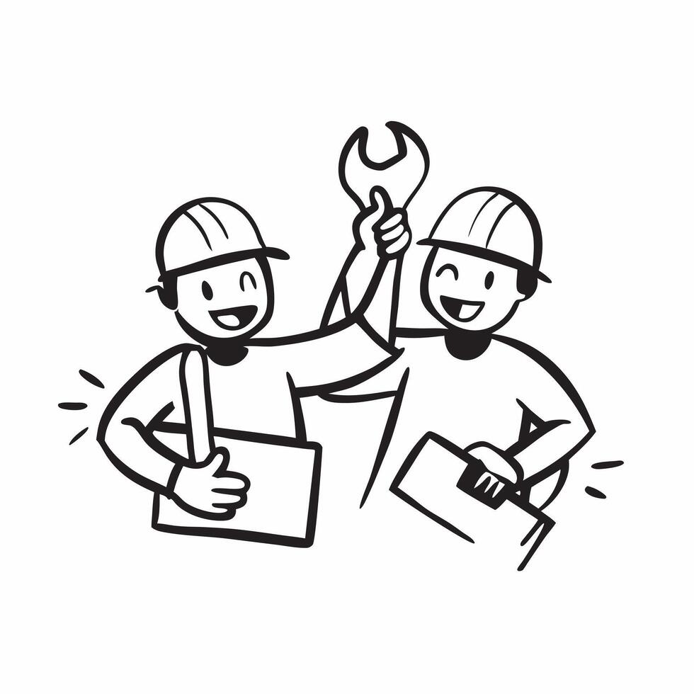 Two Mechanics with Wrenches and Toolboxes concept as Two mechanics holding wrenches and toolboxes set against a clean background offering ample space for text or graphics symbolizi pure Set 2 vector