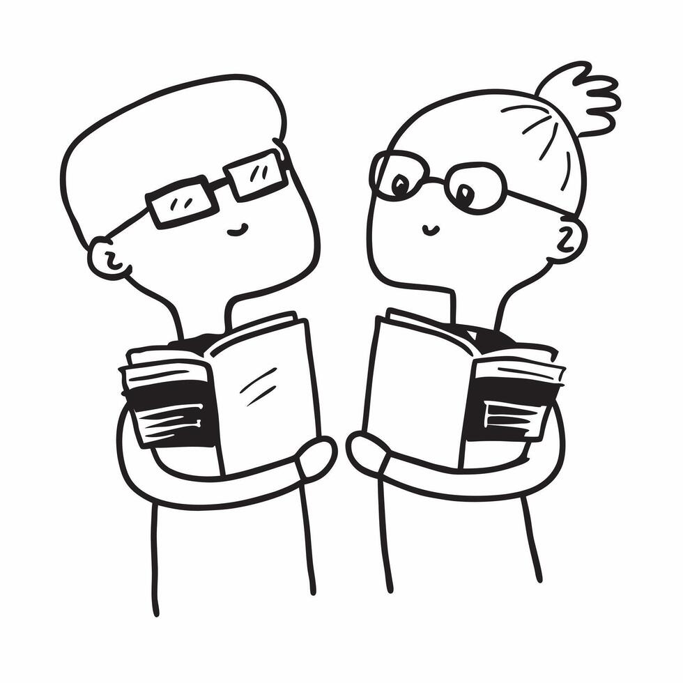 Two Librarians with Books and Reading Glasses concept as Two librarians holding books and wearing reading glasses set against a clean background offering ample space for text or gr pure Set 3 vector